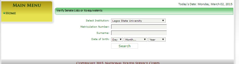 NYSC 2015 Batch A Tertiary Institution Senate Approve List Confirmation